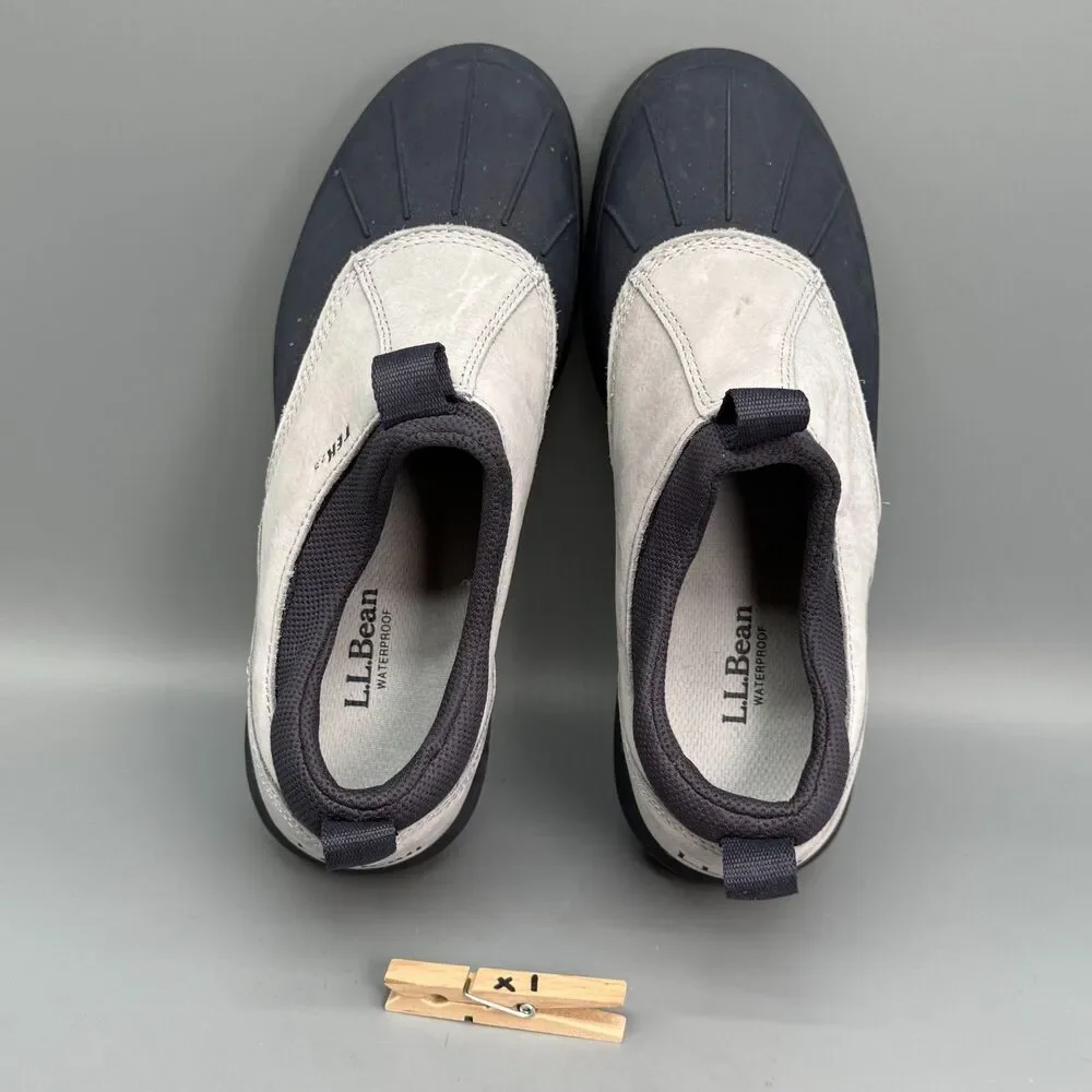 L.L. Bean Storm Chaser 5 Slip-Ons Womens 9.5 Gray White Leather Waterproof Boots